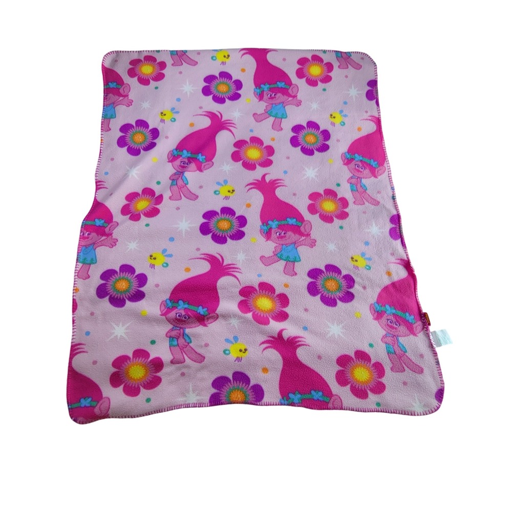 Dreamworks Trolls Poppy Blanket Soft Pink Fleece Kids Throw 48" x 40"